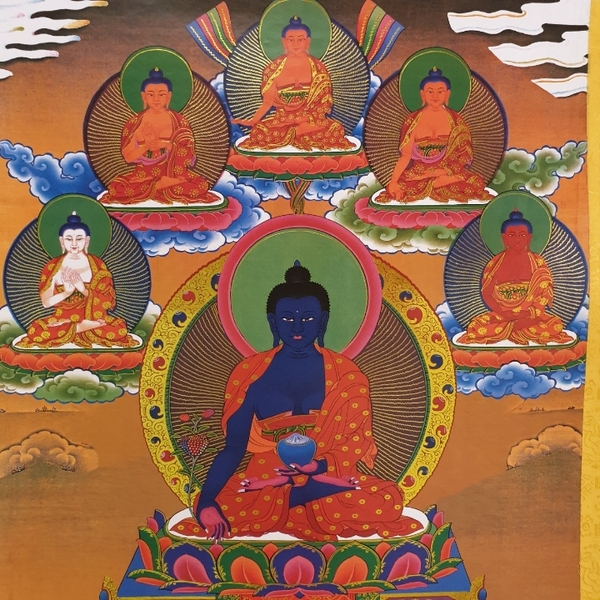 Tranh Thangka 7 Vị Dược Sư_120x80cm